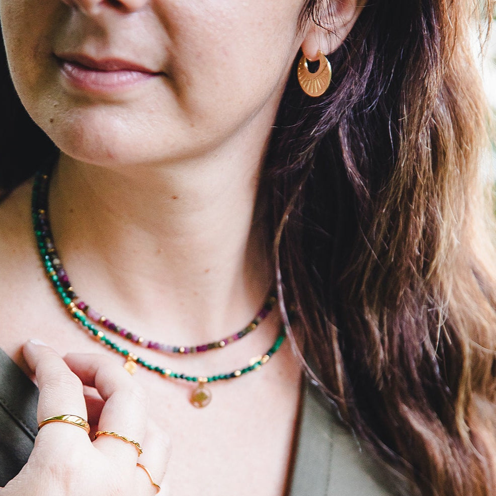 Textured hoops in sterling silver plated
 or 18K | HÉLIA | LUNAKI DESIGN