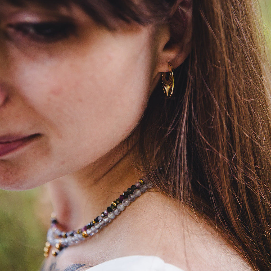 Textured hoops in sterling silver plated
 or 18K | HÉLIA | LUNAKI DESIGN